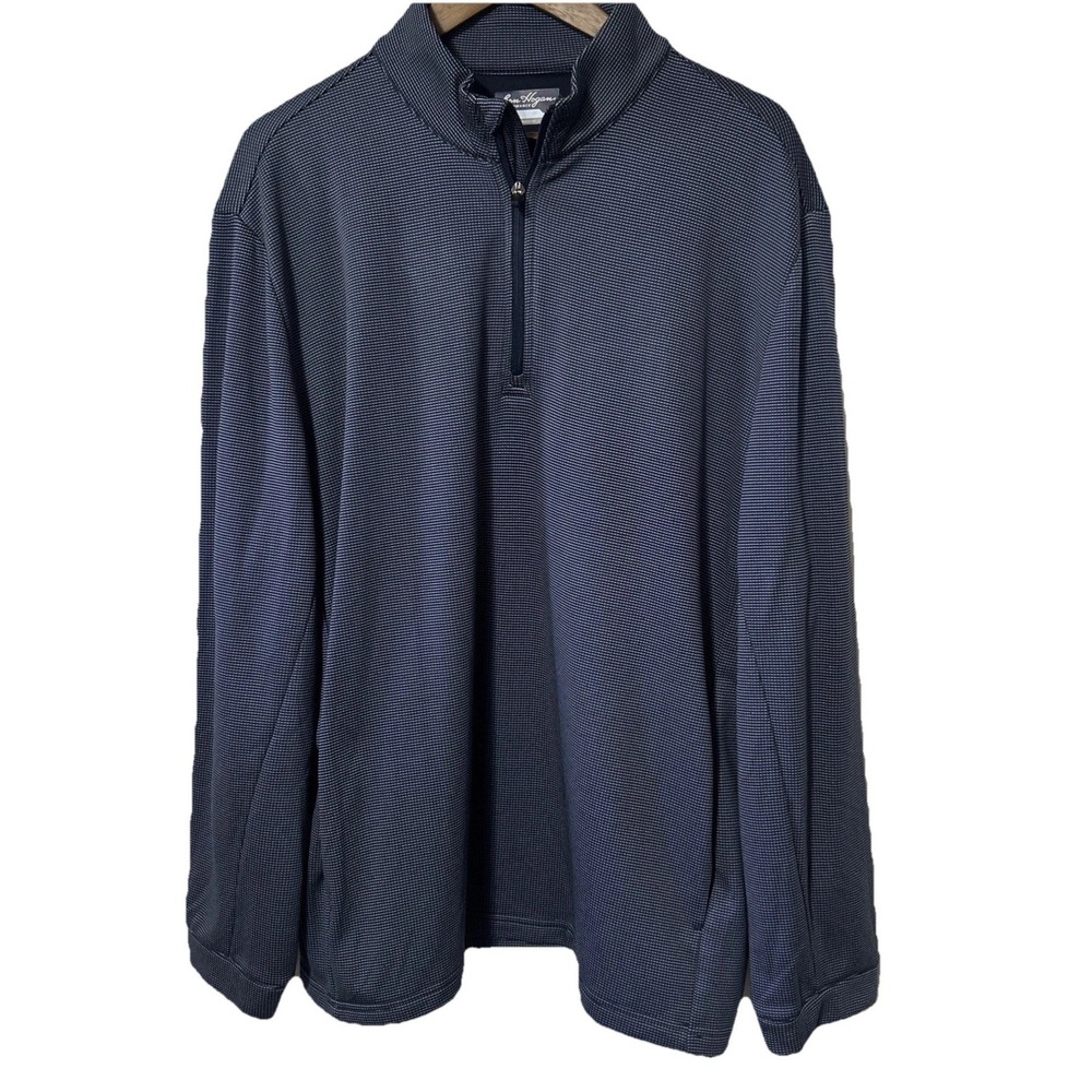 Ben Hogan 1/4 Zip‎ Pullover Men's XL Blue Checkered Performance Polyester Golf